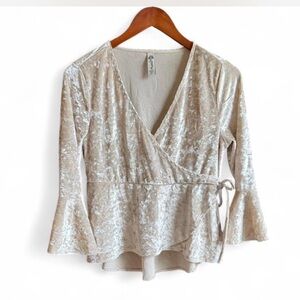 American Rag Cie velvet babydoll wrap cropped top boho fairy Y2K 90’s size large